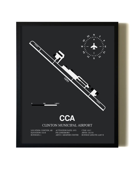 Unframed Clinton Municipal Airport map print poster