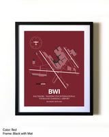 Baltimore/Washington International Thurgood Marshall Airport aviation wall décor in black wood frame