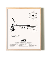 Butte Municipal Airport framed wall art in white frame