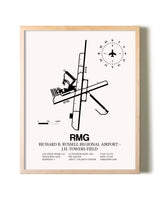 Richard B. Russell Regional Airport - J.H. Towers Field framed wall art in white frame