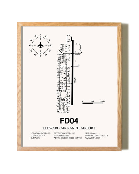 Leeward Air Ranch Airport framed print in natural wood frame