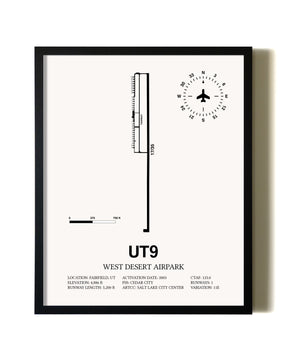 Framed West Desert Airpark wall art poster in black frame