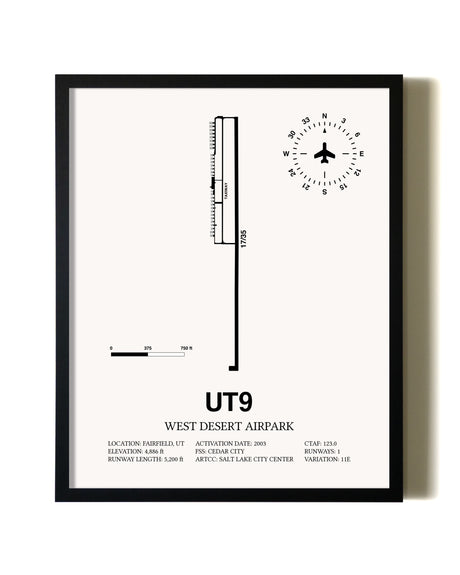 Framed West Desert Airpark wall art poster in black frame