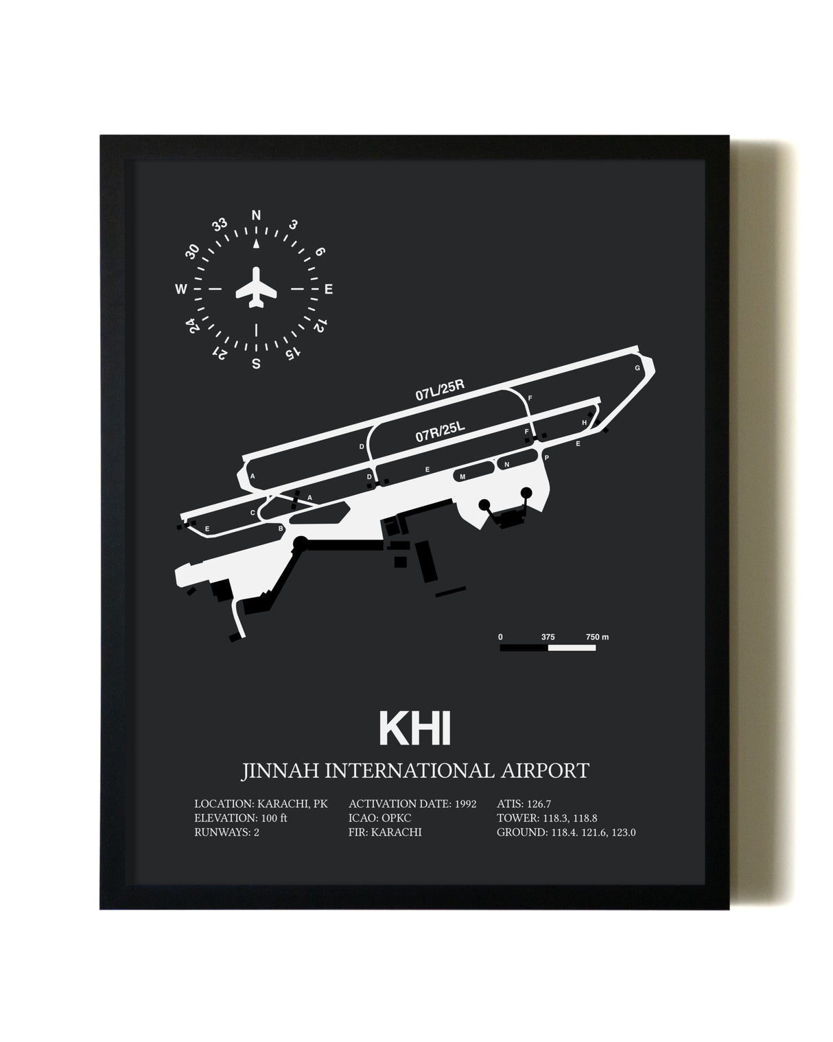 Unframed Jinnah International Airport map print poster