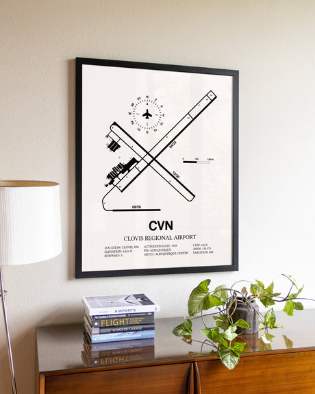 Clovis Regional Airport aviation wall décor in black wood frame