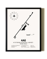 Framed Scottsboro Municipal Airport - Word Field wall art poster in black frame