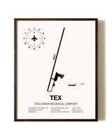Telluride Regional Airport aviation print in walnut frame