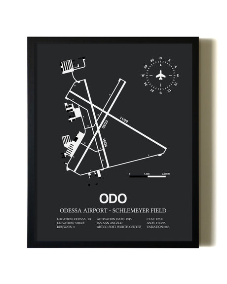 Unframed Odessa Airport-Schlemeyer Field map print poster