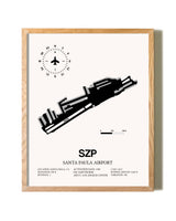 Santa Paula Airport framed print in natural wood frame