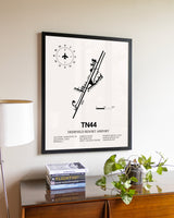 Deerfield Resort Airport aviation wall décor in black wood frame