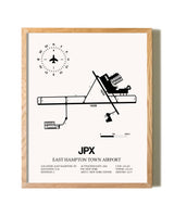 East Hampton Town Airport framed print in natural wood frame