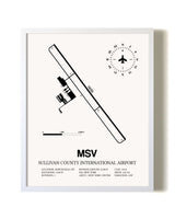 Sullivan County International Airport airport map poster in oak frame