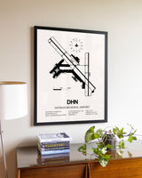 Dothan Regional Airport aviation wall décor in black wood frame
