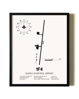 Framed Madill Municipal Airport wall art poster in black frame