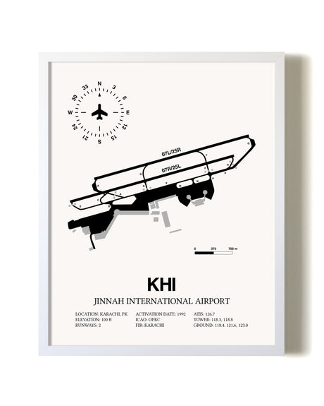 Jinnah International Airport airport map poster in oak frame