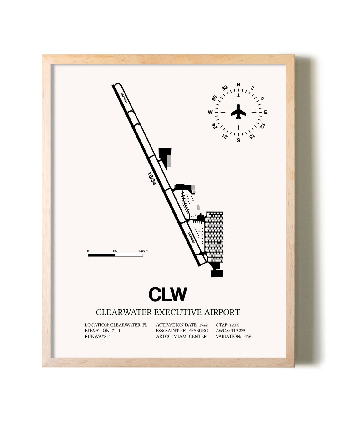 Clearwater Executive Airport framed wall art in white frame