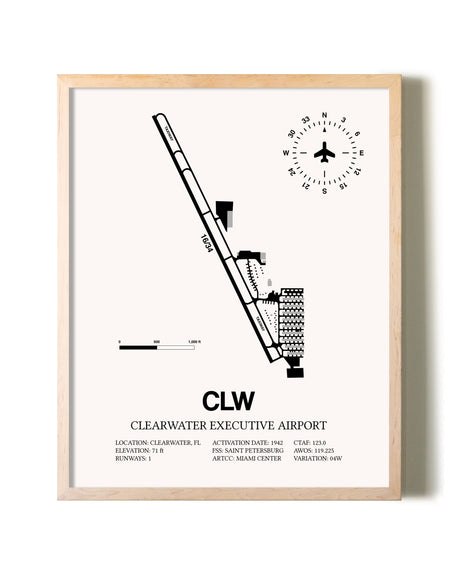 Clearwater Executive Airport framed wall art in white frame