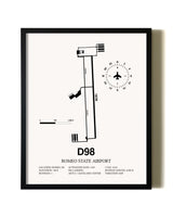 Framed Romeo State Airport wall art poster in black frame