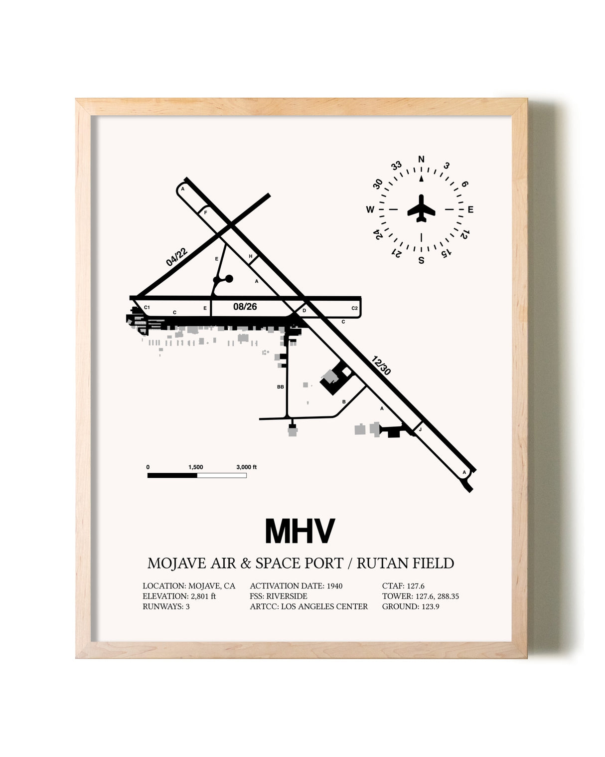 Mojave Air & Space Port / Rutan Field framed wall art in white frame
