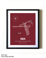Santa Barbara Municipal Airport aviation wall décor in black wood frame