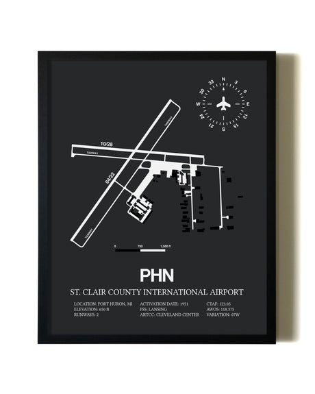 Unframed St. Clair County International Airport map print poster