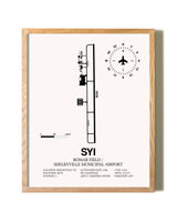 Bomar Field / Shelbyville Municipal Airport framed print in natural wood frame