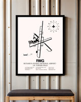 Richard B. Russell Regional Airport - J.H. Towers Field framed poster displayed in an airplane hangar