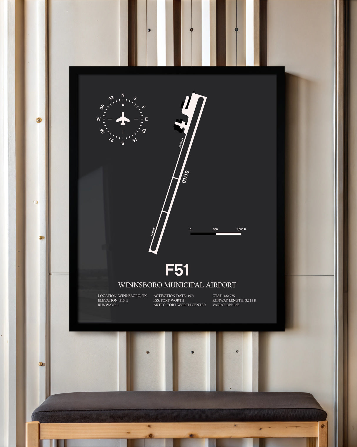 Frame color options for Winnsboro Municipal Airport Wall Art