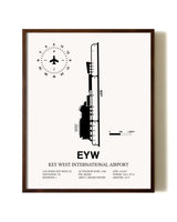 Key West International Airport aviation print in walnut frame