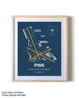 Chicago Executive Airport framed print in natural wood frame with mat