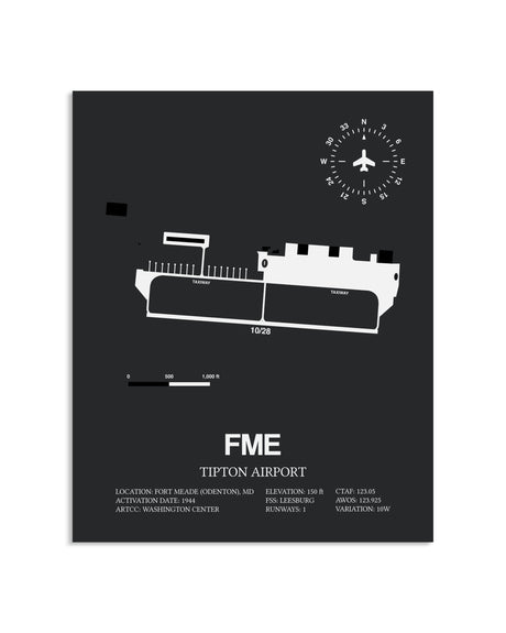Gray Framed Tipton Airport layout wall art poster
