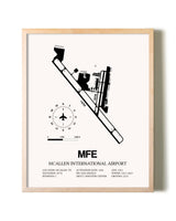 McAllen International Airport framed wall art in white frame