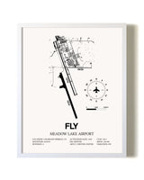Meadow Lake Airport airport map poster in oak frame