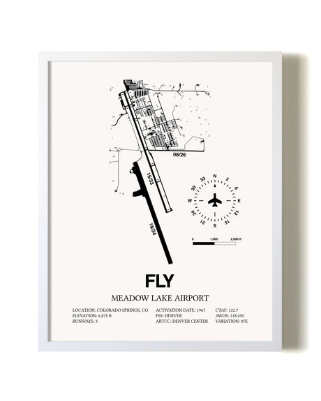 Meadow Lake Airport airport map poster in oak frame