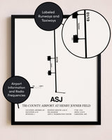 Framed Tri-County Airport At Henry Joyner Field layout wall art poster