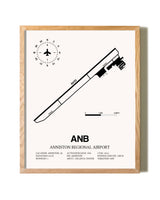 Anniston Regional Airport framed print in natural wood frame