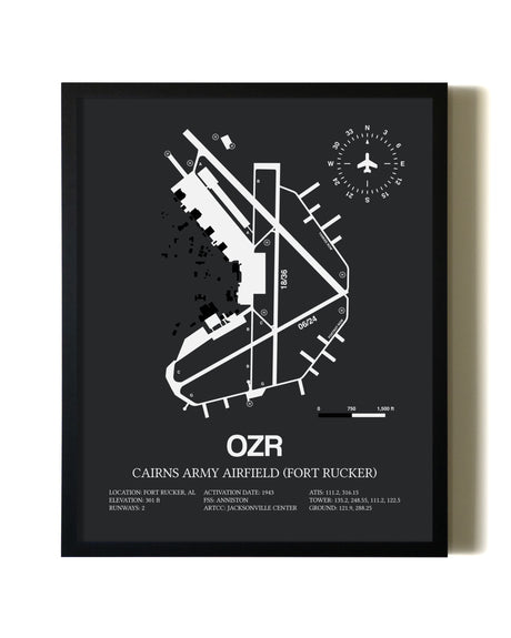 Unframed Cairns Army Airfield (Fort Rucker) map print poster