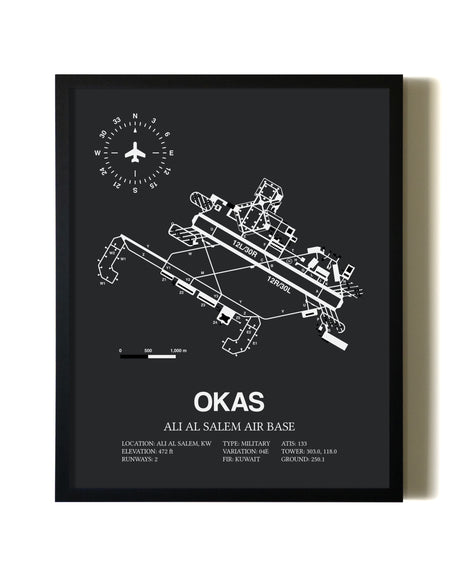 Unframed Ali Al Salem Air Base map print poster