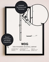 Framed Enid Woodring Regional Airport layout wall art poster