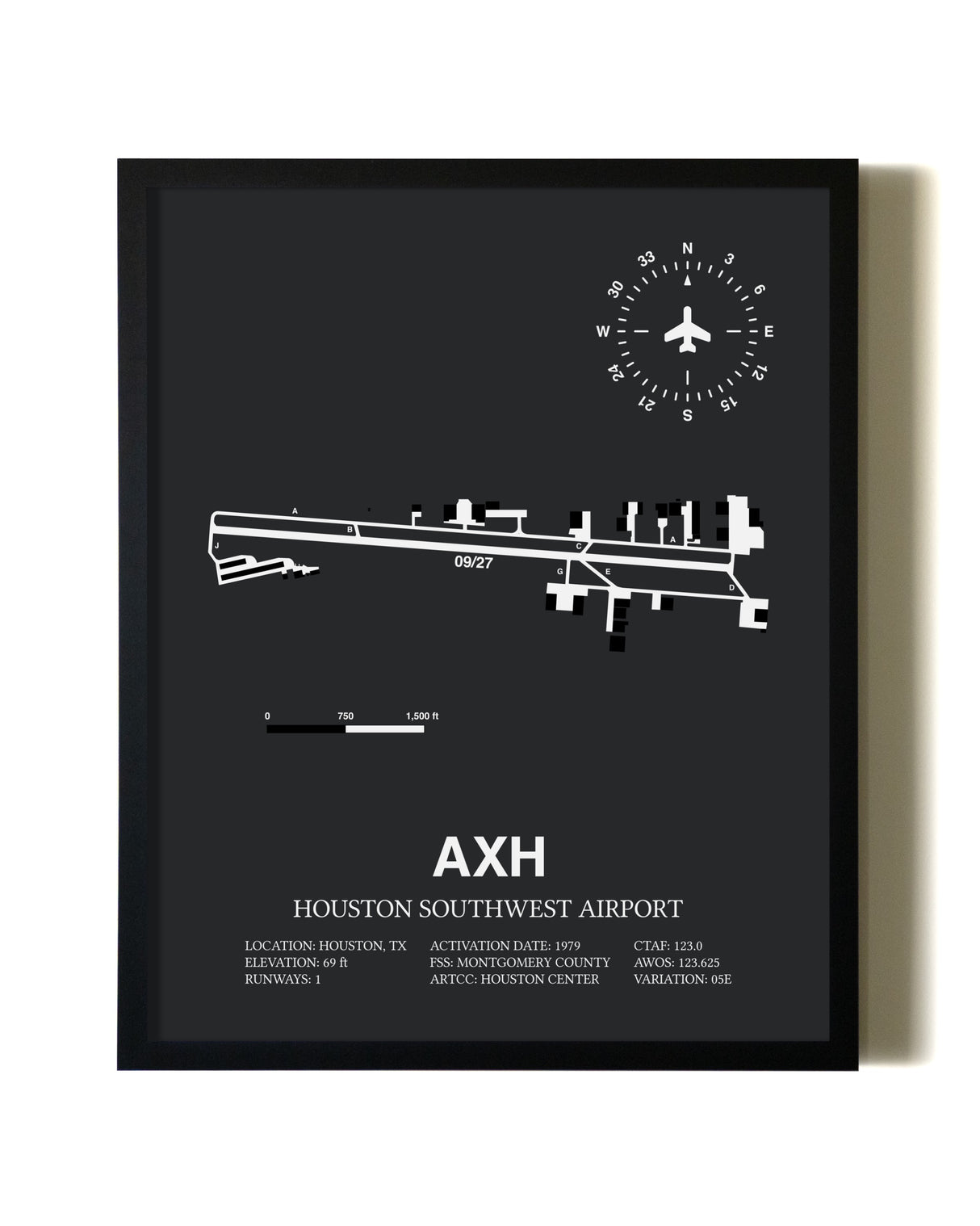 Unframed Houston Southwest Airport map print poster