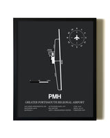 Unframed Greater Portsmouth Regional Airport map print poster
