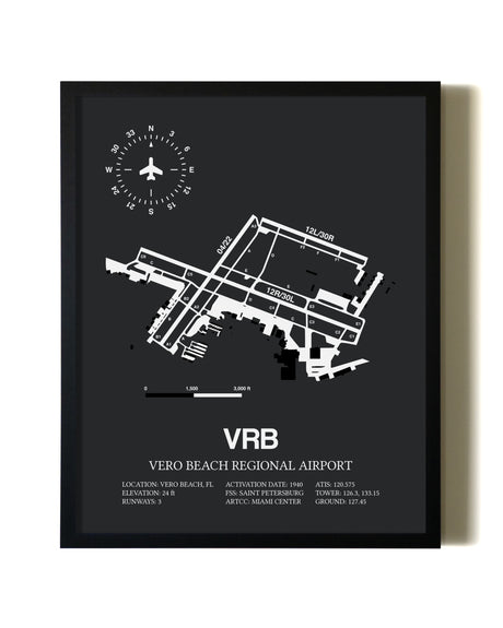 Unframed Vero Beach Regional Airport map print poster