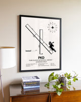 Park Rapids Municipal Airport-Konshok Field aviation wall décor in black wood frame