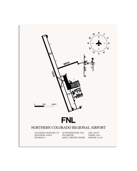 Gray Northern Colorado Regional Airport framed poster displayed in an airplane hangar