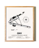 Gainesville Regional Airport framed print in natural wood frame