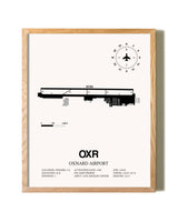 Oxnard Airport framed print in natural wood frame