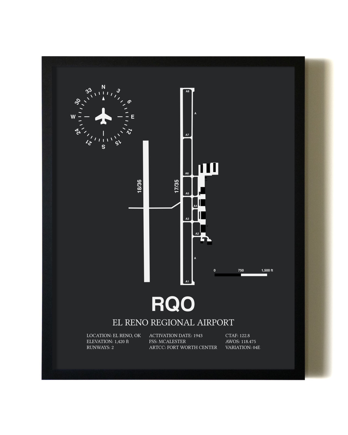 Unframed El Reno Regional Airport map print poster