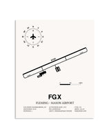 Gray Fleming-Mason Airport framed poster displayed in an airplane hangar