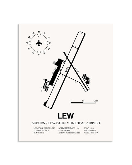 Gray Auburn / Lewiston Municipal Airport framed poster displayed in an airplane hangar