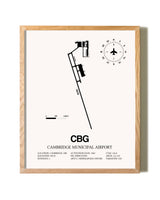 Cambridge Municipal Airport framed print in natural wood frame